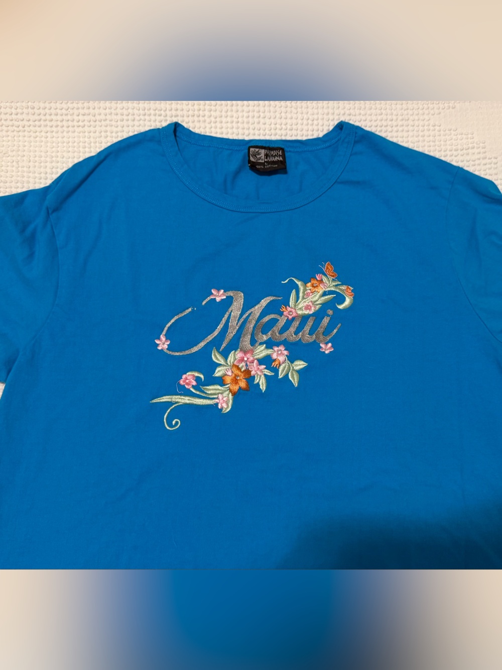 Vintage Blue Maui Floral Embroidered Tee
